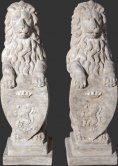 Fiberglass Heraldic Lions / Roman Stone Finish (SET OF 2)