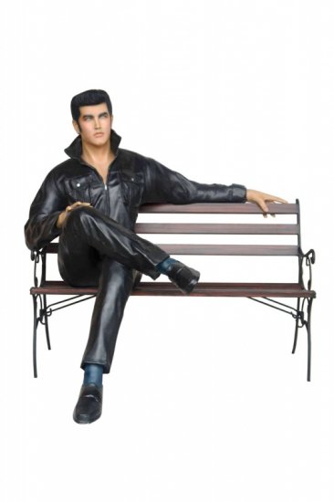 Elvis Presley on bench - Click Image to Close