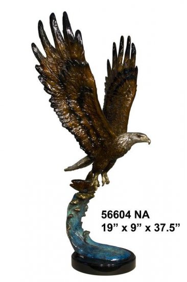 Bronze Flying Eagle On Wave 37.5" - Click Image to Close