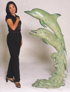 Bronze 2 Dolphin Statue