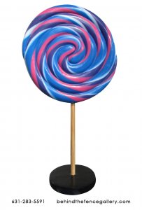 Blue and Pink Swirled Lollipop Candy Statue
