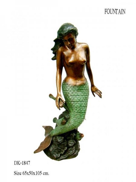 Mermaid Sitting with Fish Fountain