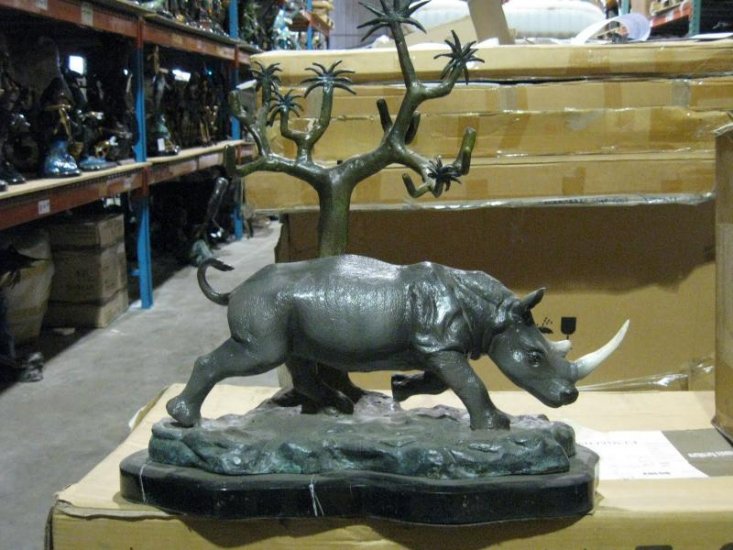 Rhino with Marble Base - Click Image to Close