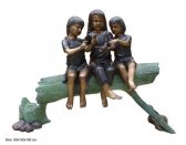 Three Kids Sitting on Log Three Kids Sitting on Log