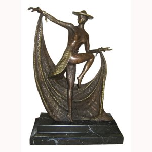 Bronze Deco Dance with Marble Base