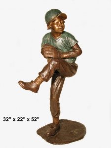 Bronze Boy Throwing Baseball