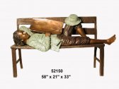 Bronze Boy Sleeping on Bench