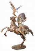Bronze Indian Warrior on Rearing Horse