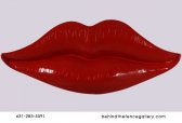 Wall Mounted Dark Red Lips Statue