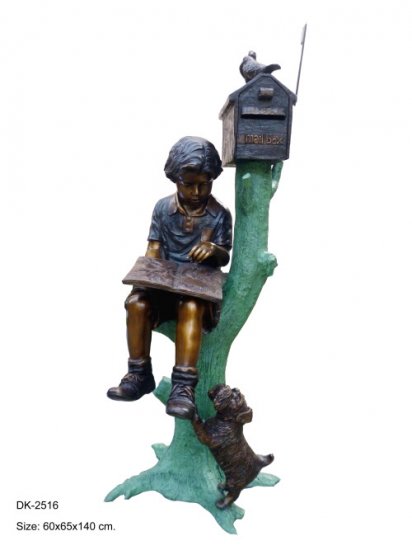 Boy on tree mailbox - Click Image to Close