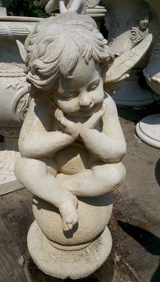 Cherub "Thinking" Statue 3ft. - Click Image to Close