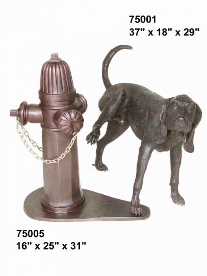 Bronze Dog Peeing Fountain - Click Image to Close