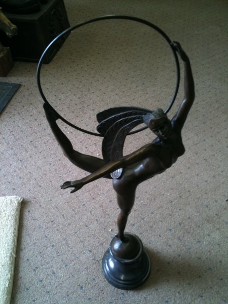 Bronze Art Deco Girl Dancing with Hoop
