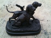 Bronze Hunting Dogs with Marble Base Bronze Hunting Dogs with Marble Base