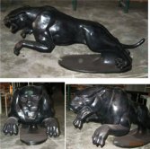Bronze Leaping Black Jaguar Panther