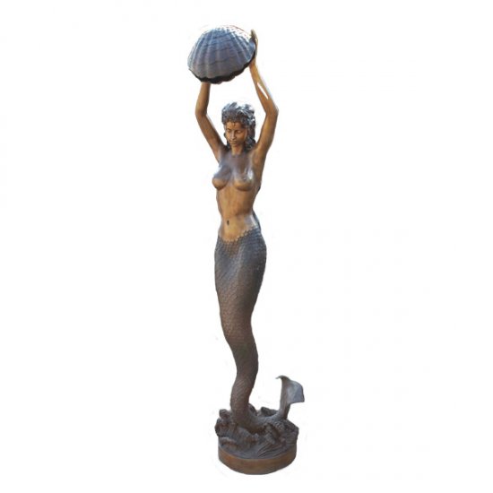 Bronze Mermaid holding Shell - Click Image to Close