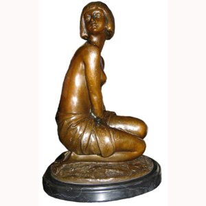 Bronze Deco Girl Kneeling