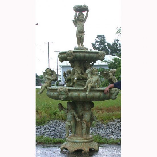 Bronze 3 Tier Cupid Fountain - Click Image to Close