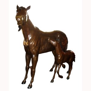Bronze Horse with Pony no Base