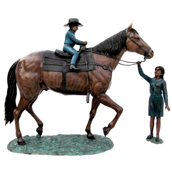 Bronze Horse with Cowboy - Click Image to Close
