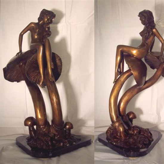 Bronze Girl on Mushroom - Click Image to Close