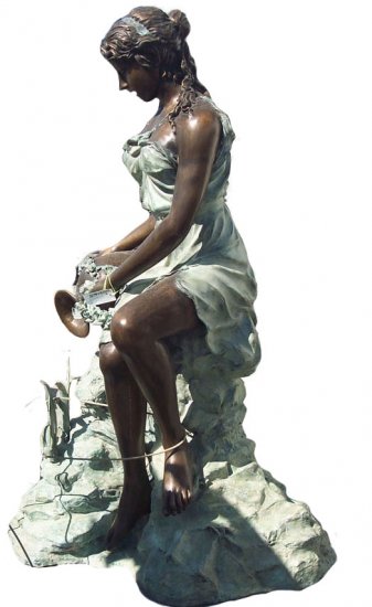 Bronze Sitting Lady with Jar - Click Image to Close