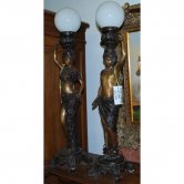 Bronze Woman Lamp Pair Bronze Woman Lamp Pair