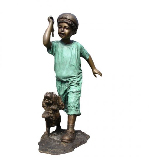 Bronze Boy with Dog - Click Image to Close