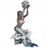 Bronze Mermaid with Flowers