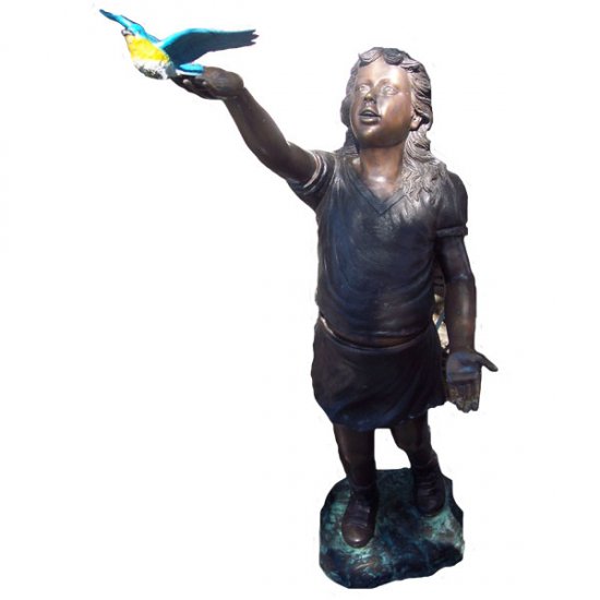 Bronze Girl with Bird - Click Image to Close