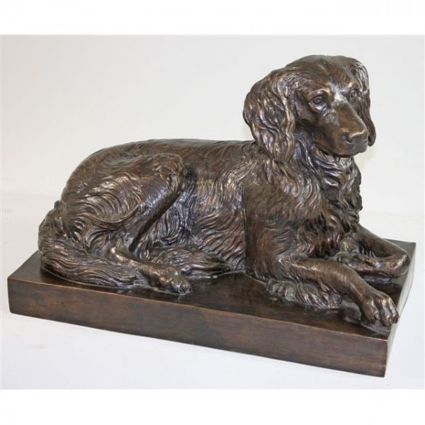 Bronze Laying Dog with Base