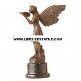 Bronze Angel with Marble Base Bronze Angel with Marble Base