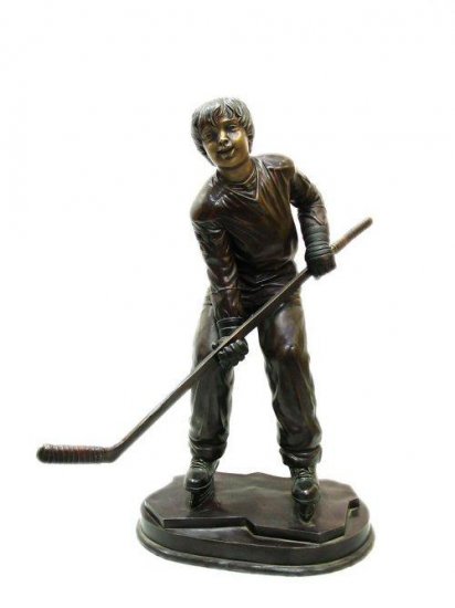 Bronze Ice Hokey Boy Statue - Click Image to Close