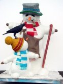 Snowman With Child and Bird