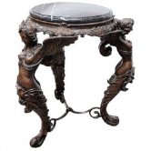 Bronze Three Ladies Table with Marble Top
