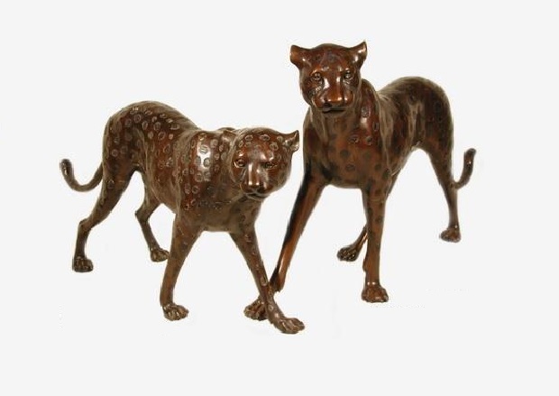 Bronze Cheetah Pair - Click Image to Close