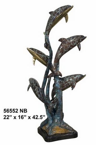 Bronze Dolphins Statue