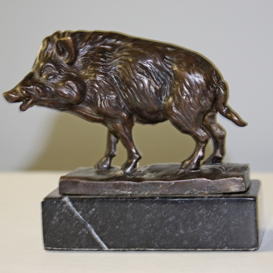 Bronze Boar on Marble Base