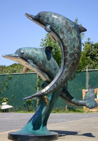 Bronze Two Dolphins Fountain - Click Image to Close