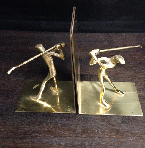Golfer Book Ends Pair - Click Image to Close