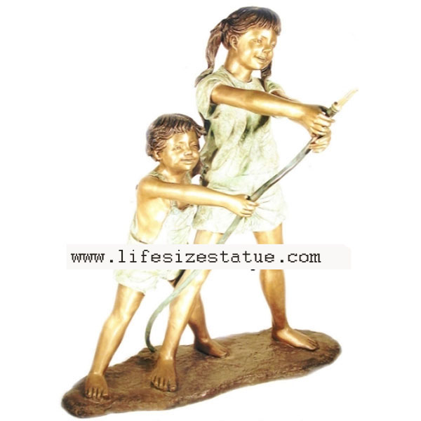 " Bronze Boy and Girl with a Hose " Fountain
