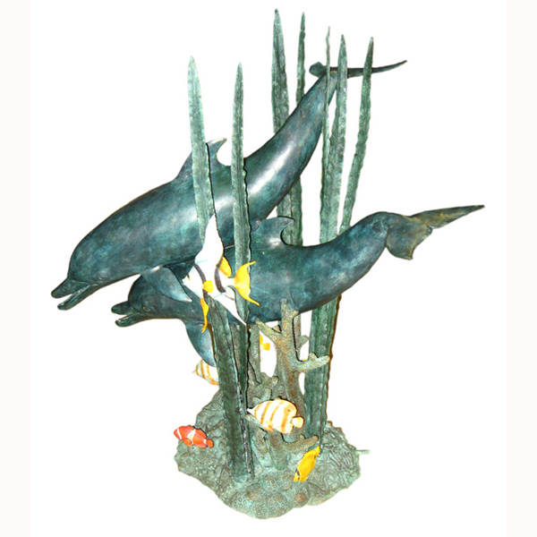 Bronze 2 Dolphins in Sea Fountain
