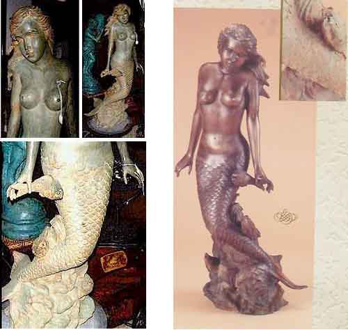 Bronze Mermaid Fountain Fiberglass Life Size Statues bronze statue