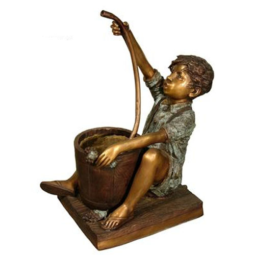 Bronze Boy With Tube Fountain
