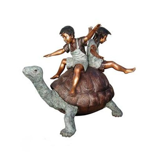 Bronze 2 Kids Balancing on a Turtle