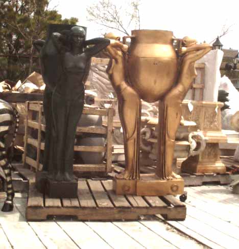 Bronze Deco Vase with Women - Click Image to Close