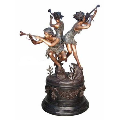 Bronze Female Musicians on a Carousel Fountain - Click Image to Close