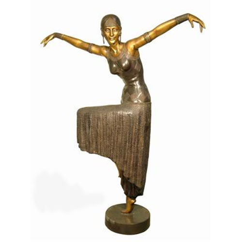 Bronze Deco Lady Raising Hands - Click Image to Close