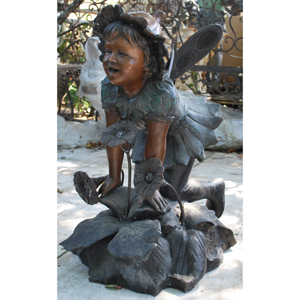 Bronze Fairy with Flower Fountain