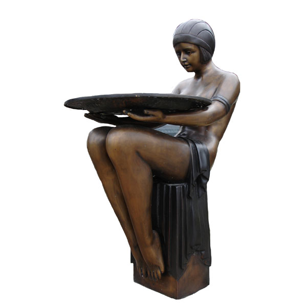 Bronze sitting Woman with Tray